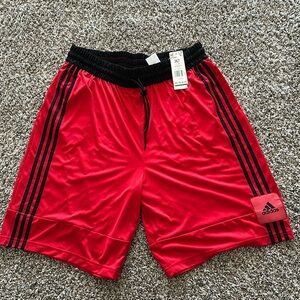 Adidas Shorts Men's Size 2XLT Big & Tall Red 3-Stripe basketball nwt